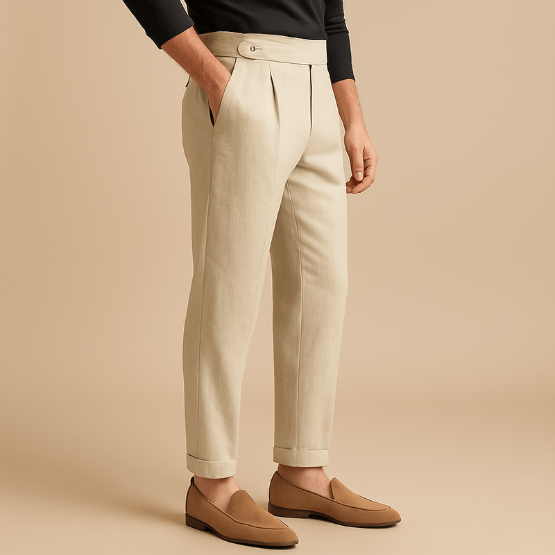 Domoir | Straight Fit Linen Trousers