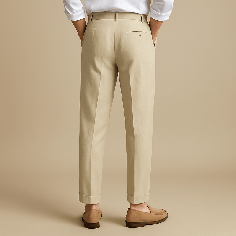Domoir | Straight Fit Linen Trousers