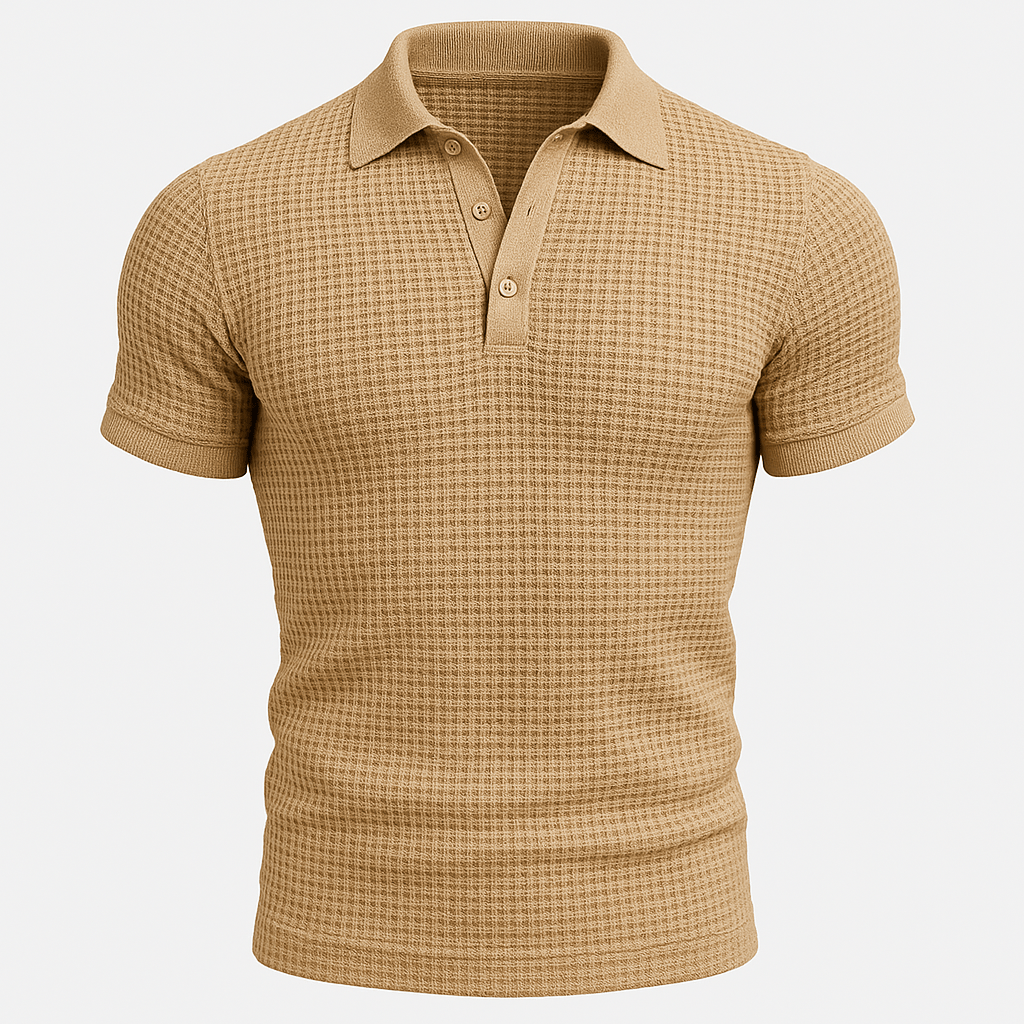 Domoir | Textured Waffle Polo Shirt