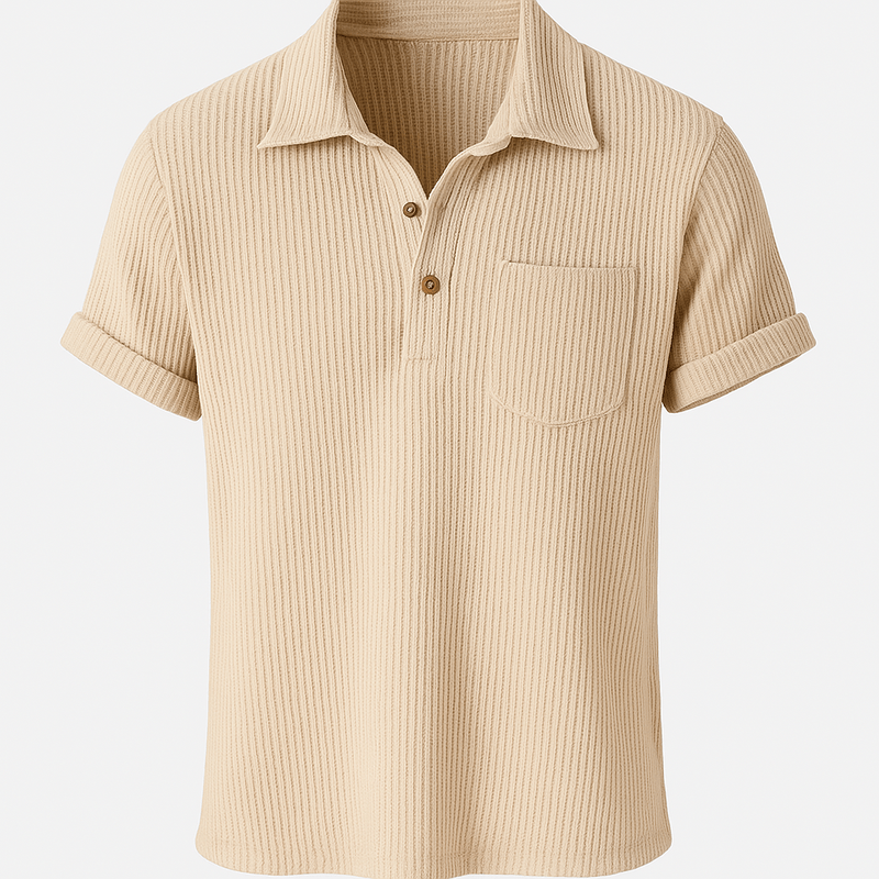 Domoir | Waffle Henley Polo Shirt