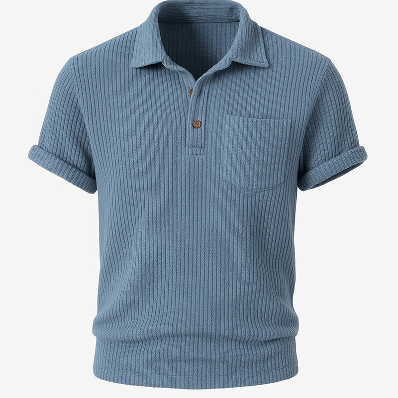 Domoir | Waffle Henley Polo Shirt
