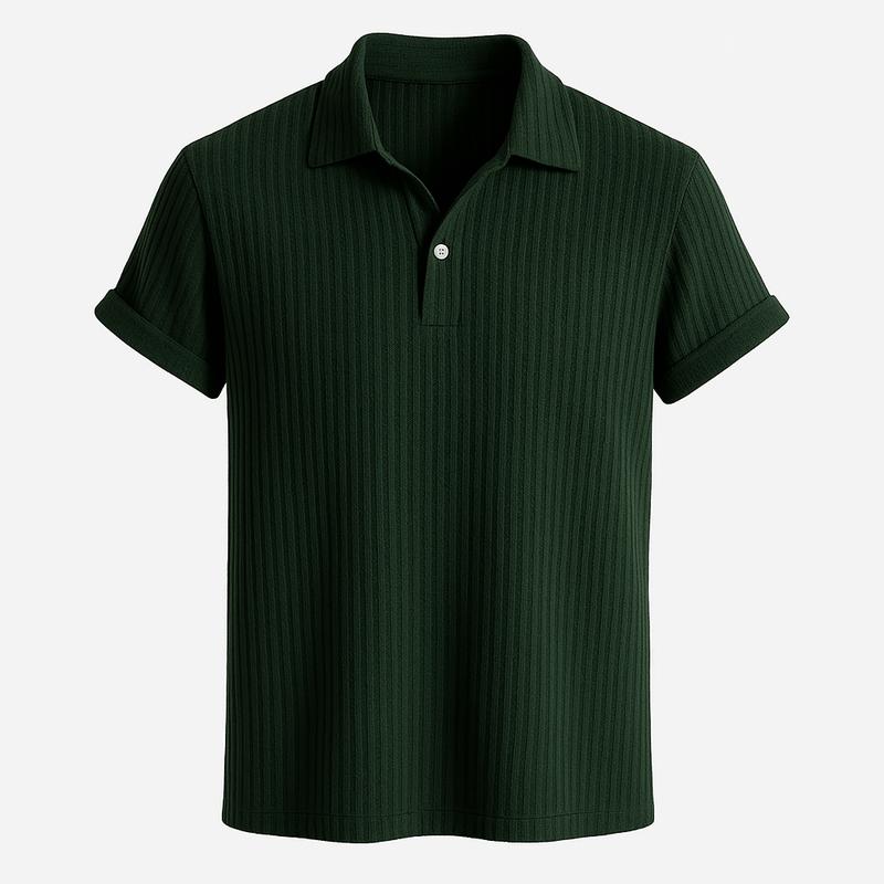 Domoir | Waffle Henley Polo Shirt