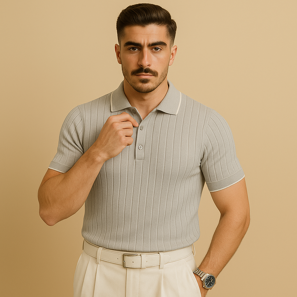 Domoir | Waffle Knit Polo Shirt