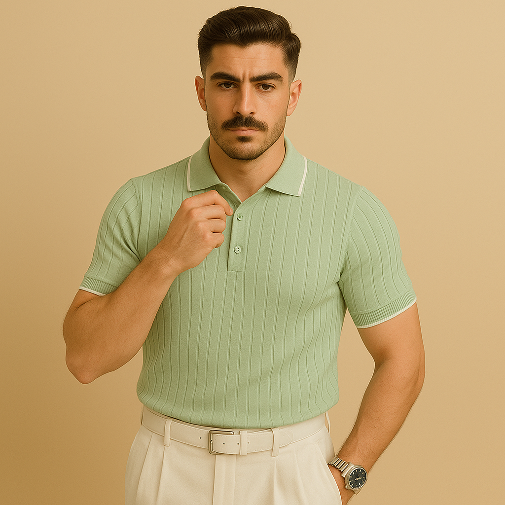 Domoir | Waffle Knit Polo Shirt