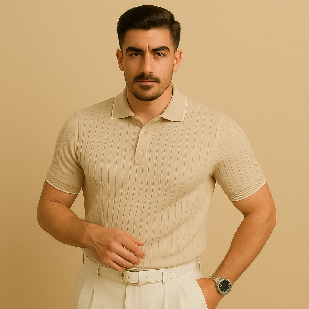 Domoir | Waffle Knit Polo Shirt