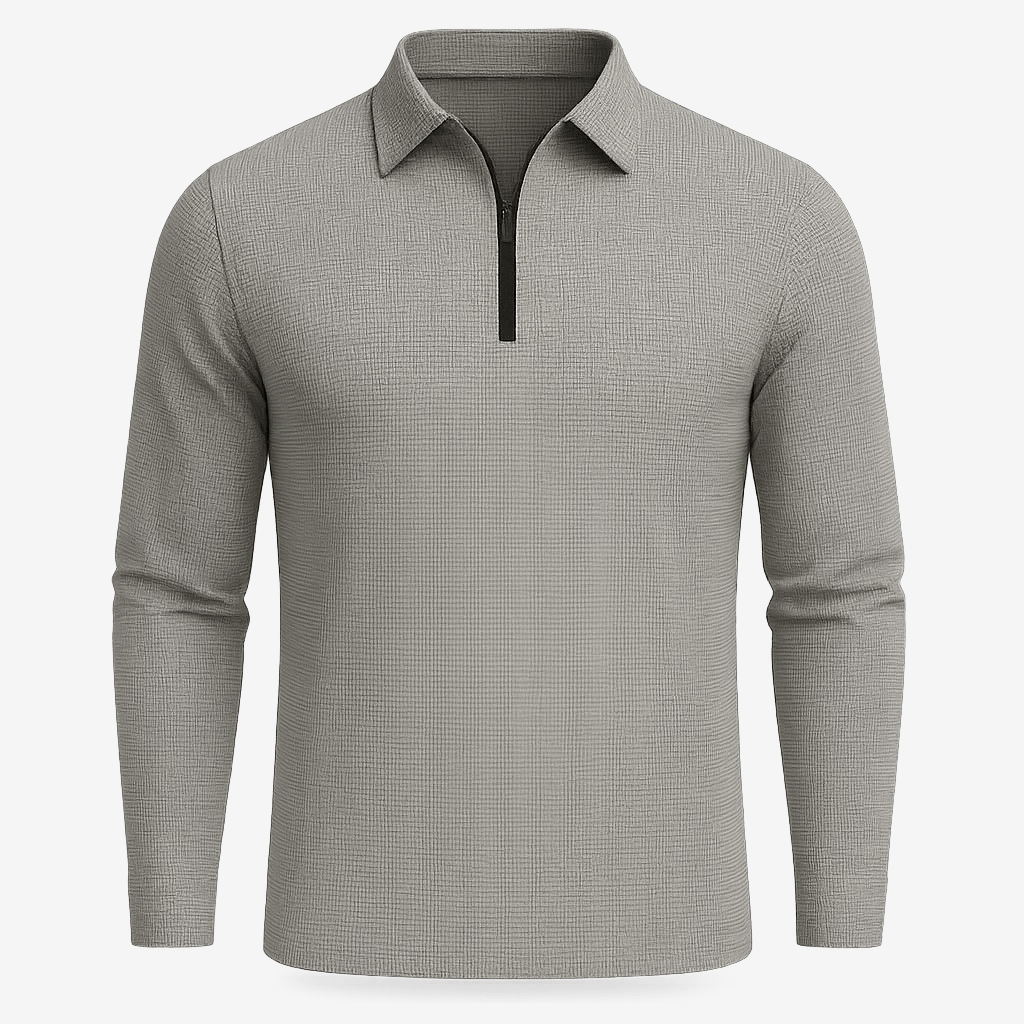 Domoir | Casual Waffle Zipper Polo Shirt