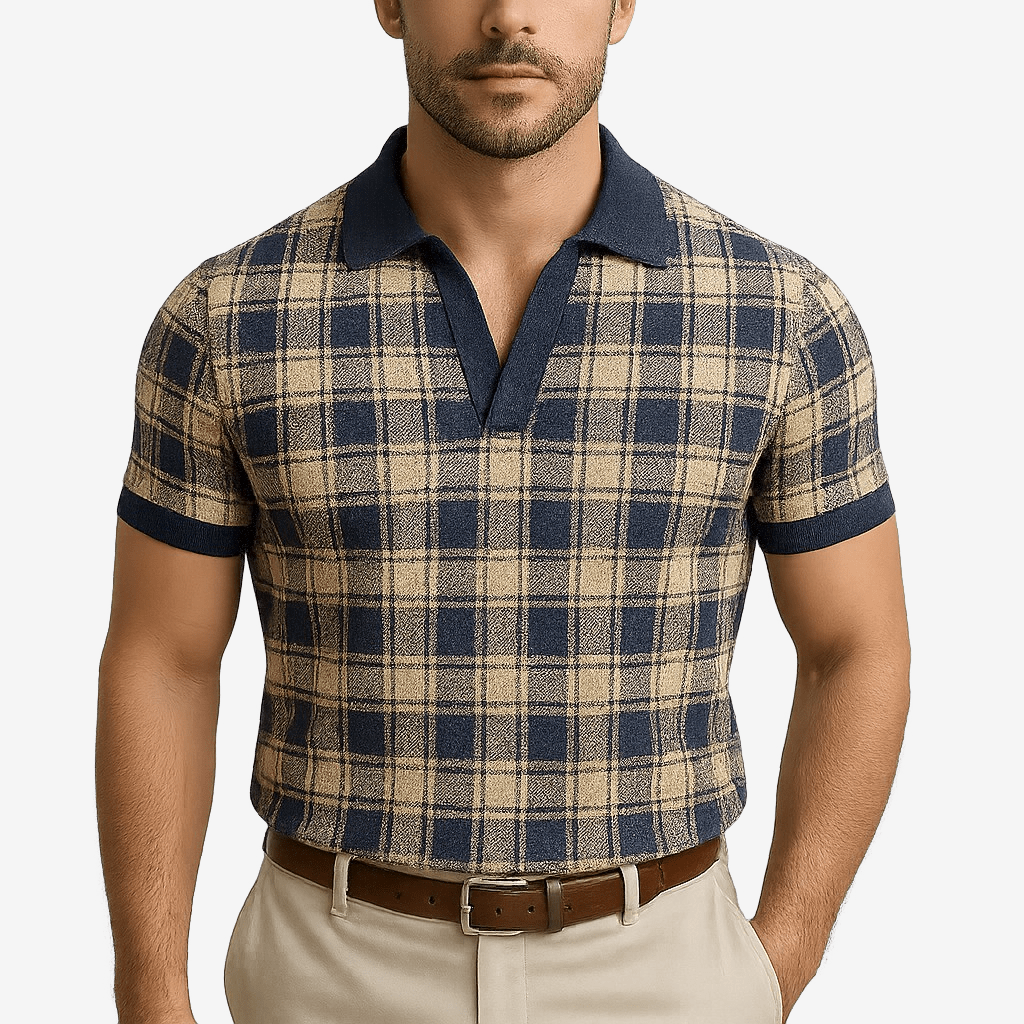 Domoir | Retro Check Polo Shirt