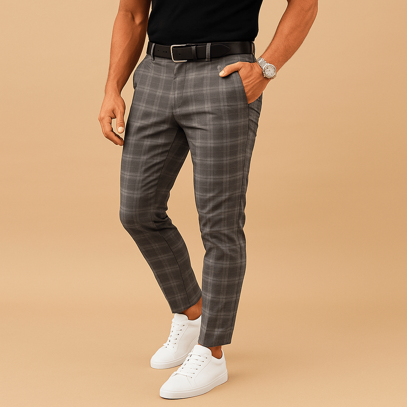 Domoir | Slim Plaid Trousers