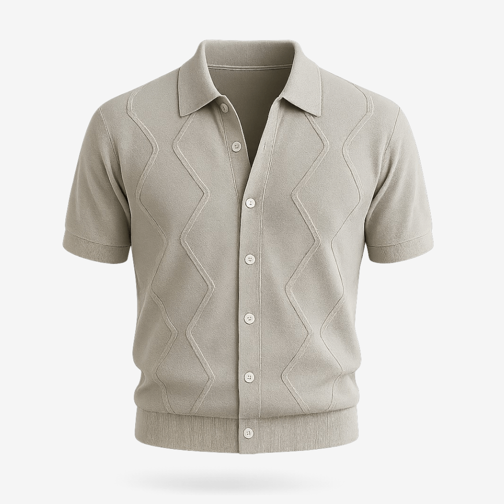 Domoir | Solid Knit Lapel Polo Shirt