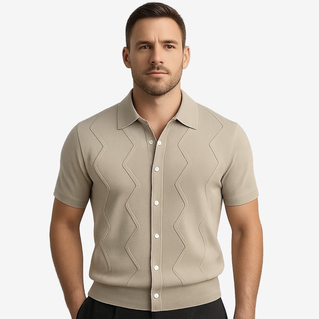 Domoir | Solid Knit Lapel Polo Shirt