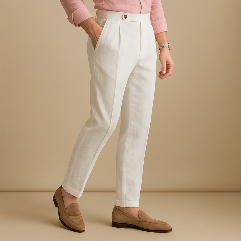 Domoir | Straight Fit Linen Trousers