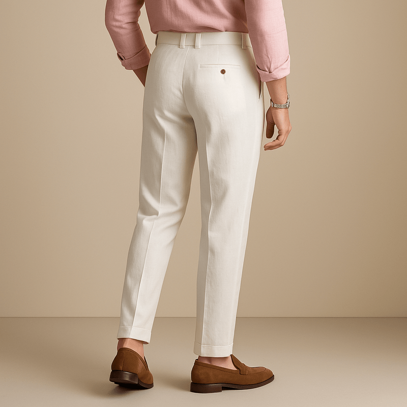 Domoir | Straight Fit Linen Trousers