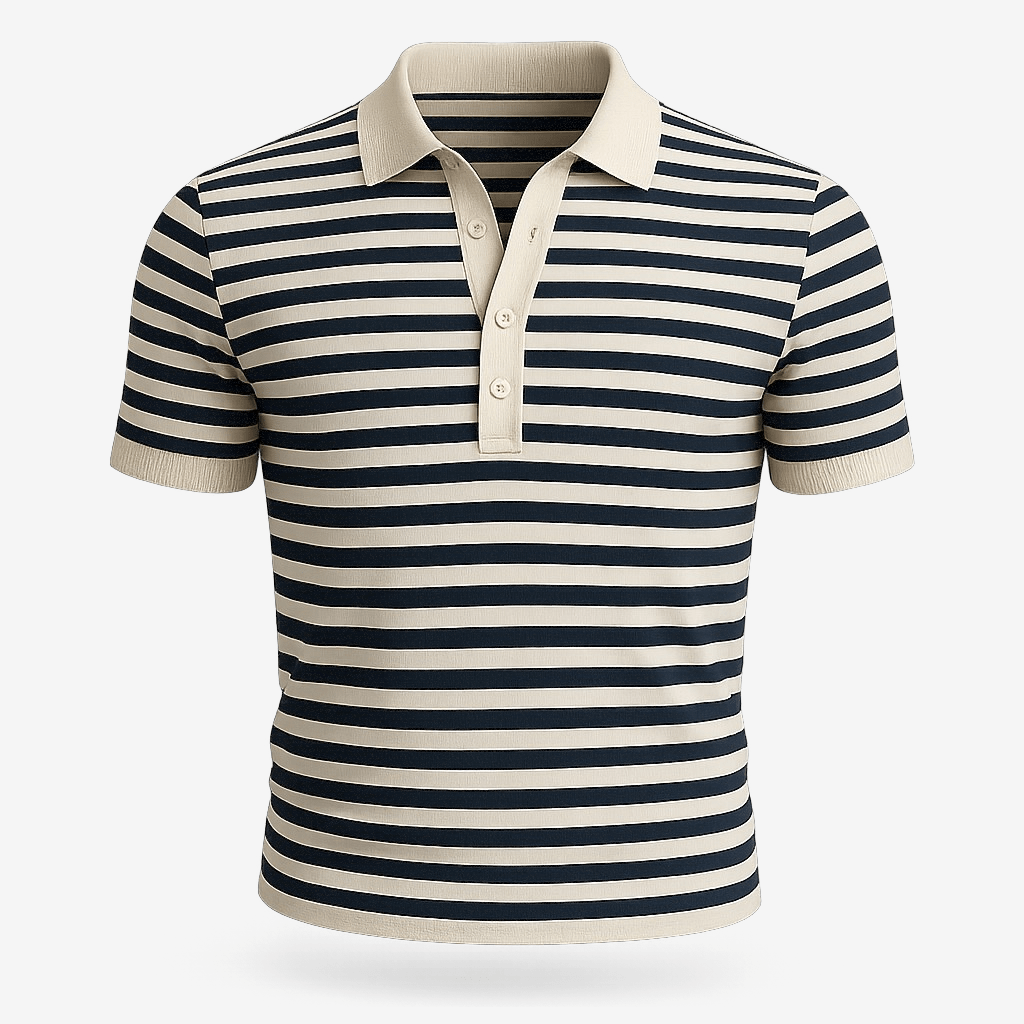 Domoir | Striped Short Sleeve Polo Shirt