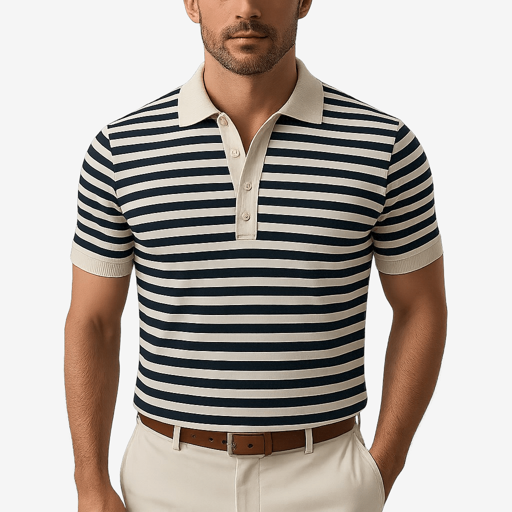 Domoir | Striped Short Sleeve Polo Shirt