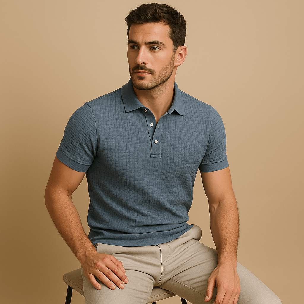 Domoir | Textured Waffle Polo Shirt