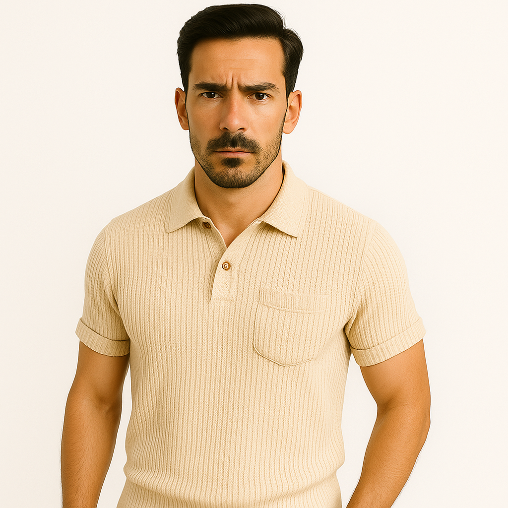 Domoir | Waffle Henley Polo Shirt